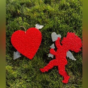Red Heart and Cupid Popcorn Art Wall Decor